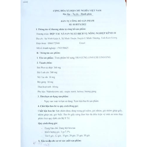 Giấy tờ công bố sản phẩm